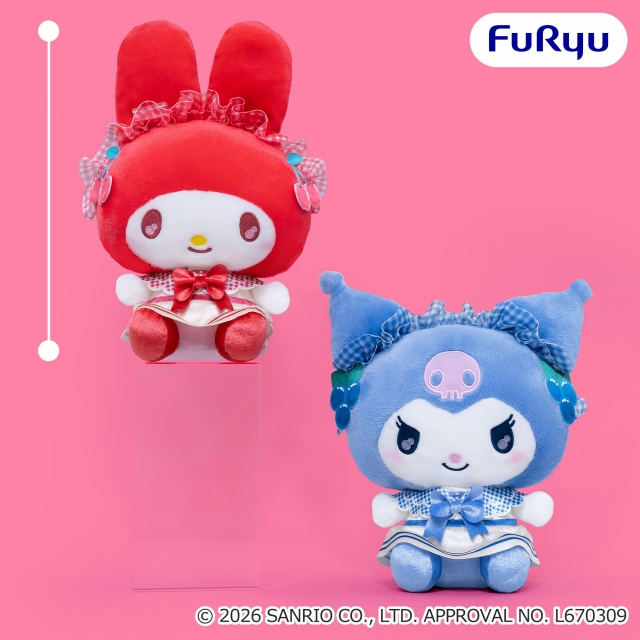 マイメロディ・クロミ チェリー＆ブルーベリーギンガムBIGぬいぐるみ
