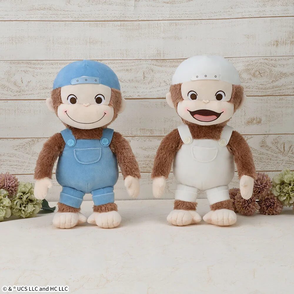 おさるのジョージ 赤いほっぺ Lぬいぐるみ オーバーオール&キャップ