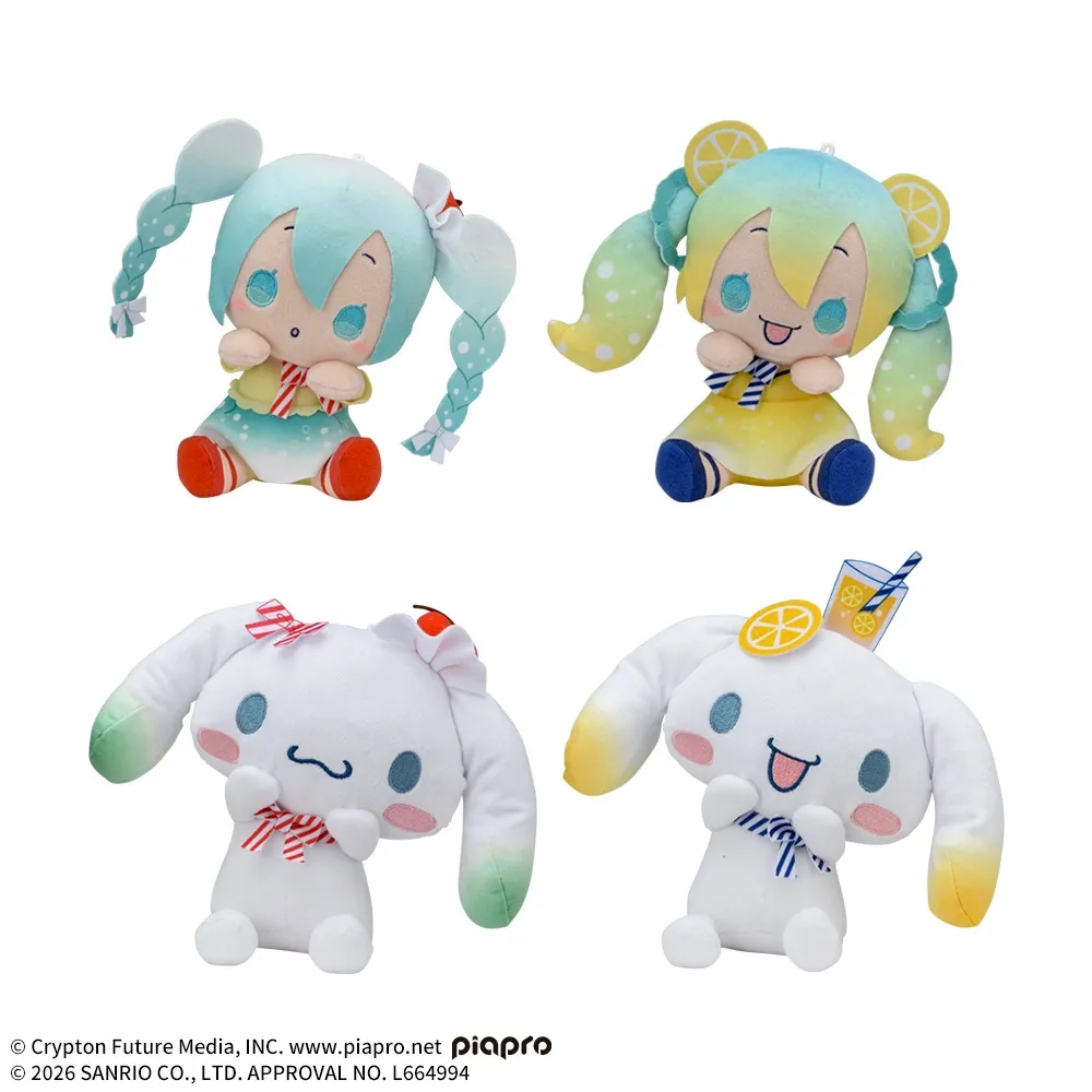 初音ミク×シナモロール ひょこぴょこ ぬいぐるみ ～クリームソーダ・レモンソーダ～