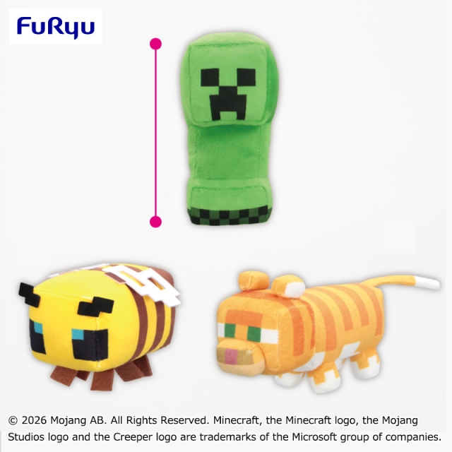 マインクラフト ぬいぐるみ：クリーパー：ハチ：ネコ